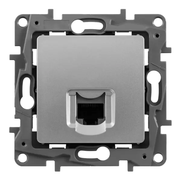 Розетка компьютерная встраиваемая IEK Etika RJ45 cat 5E цвет алюминий