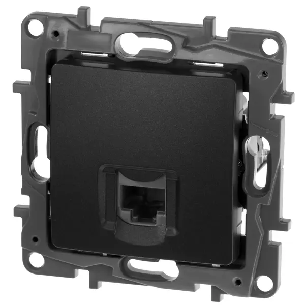 Розетка компьютерная встраиваемая IEK Etika RJ45 cat 5E цвет антрацит