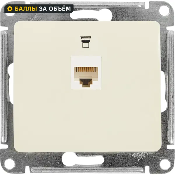 Розетка компьютерная встраиваемая Systeme Electric Glossa RJ45 UTP cat 5e цвет бежевый