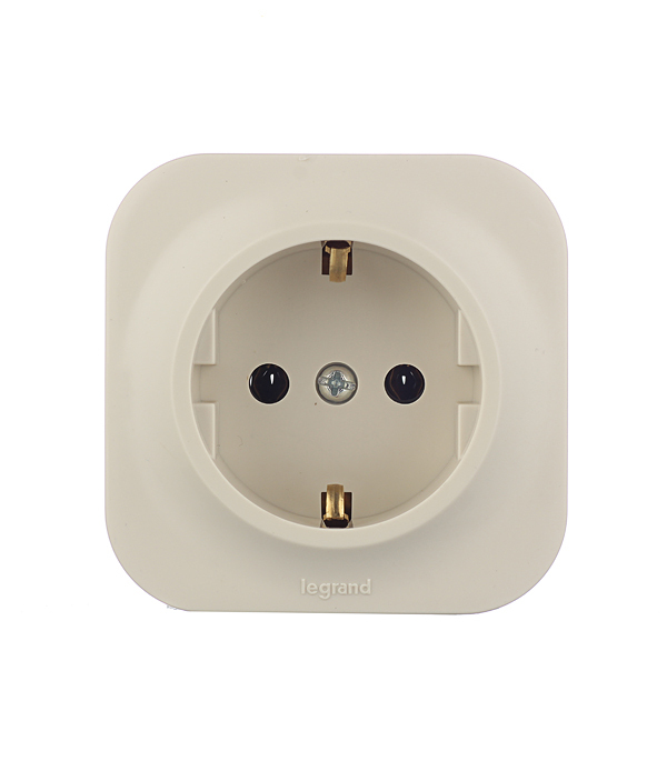 Розетка Legrand Quteo накладная слоновая кость с заземлением (782241)