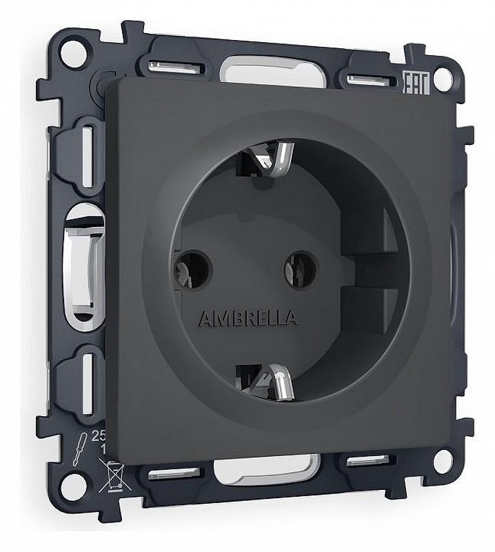 Розетка с заземлением, без рамки Ambrella Volt Quant MA906010 цвет Графит