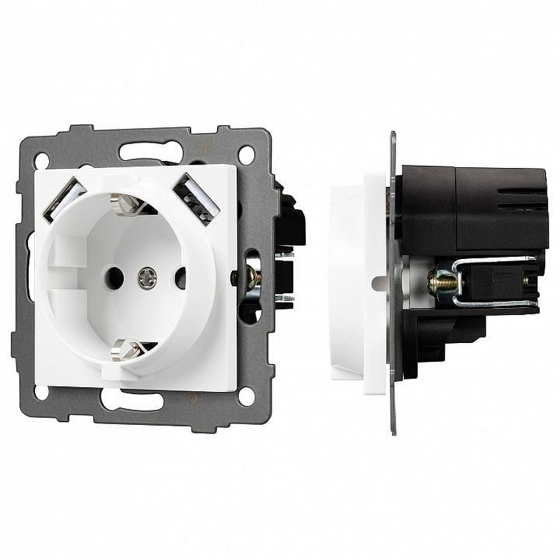Розетка с заземлением и 2хUSB type A, без рамки Arlight SCT 049818 цвет Белый