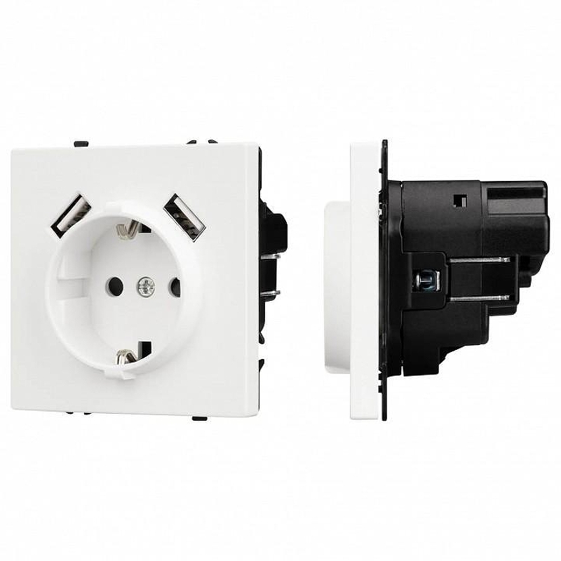 Розетка с заземлением и 2хUSB type A, без рамки Arlight SCT 054288 цвет Белый