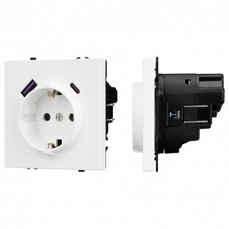 Розетка с заземлением и 2хUSB type A, без рамки Arlight SCT 054284 цвет Белый