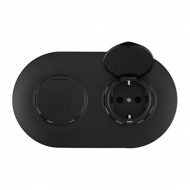 Розетка с заземлением и шторкой, с крышкой Arte Milano SET08-2 SET08-2-41-1x2 black цвет Черный