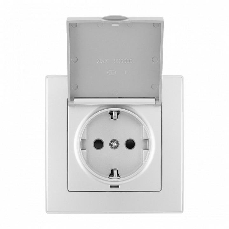 Розетка с заземлением и шторкой, с крышкой Arte Milano SET06-1 SET06-1-41-1 silver цвет Серебро