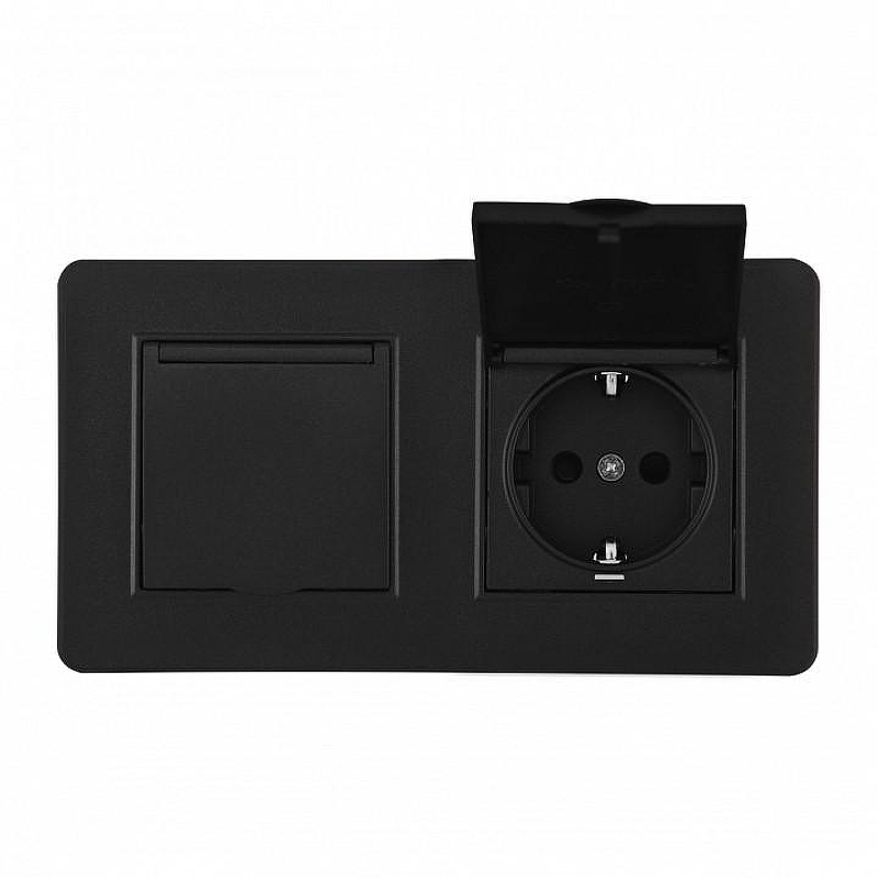 Розетка с заземлением и шторкой, с крышкой Arte Milano SET16-2 SET16-2-41-1x2 black цвет Черный