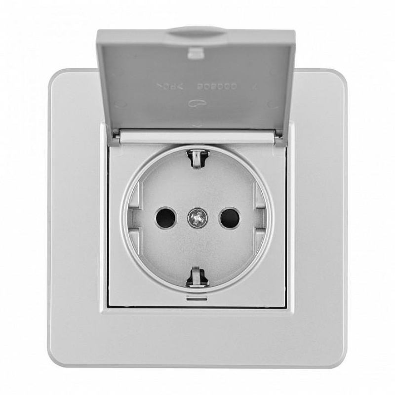 Розетка с заземлением и шторкой, с крышкой Arte Milano SET16-1 SET16-1-41-1 silver цвет Серебро