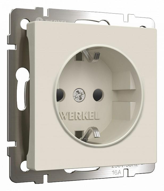 Розетка с заземлением и со шторками, без рамки Werkel айвори матовый W1171162 цвет Желтый
