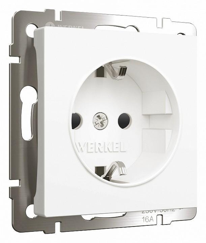 Розетка с заземлением и со шторками, без рамки Werkel белый матовый W1171161 цвет Белый