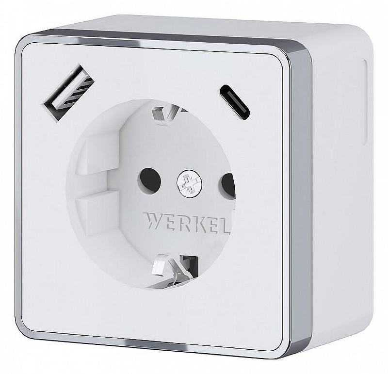 Розетка с заземлением и со шторками и USB Werkel Gallant (белая) W5071701 цвет Белый