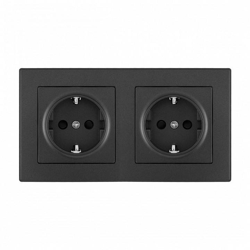 Розетка с заземлением и со шторкой Arte Milano SET06-2 SET06-2-40-1x2 black цвет Черный
