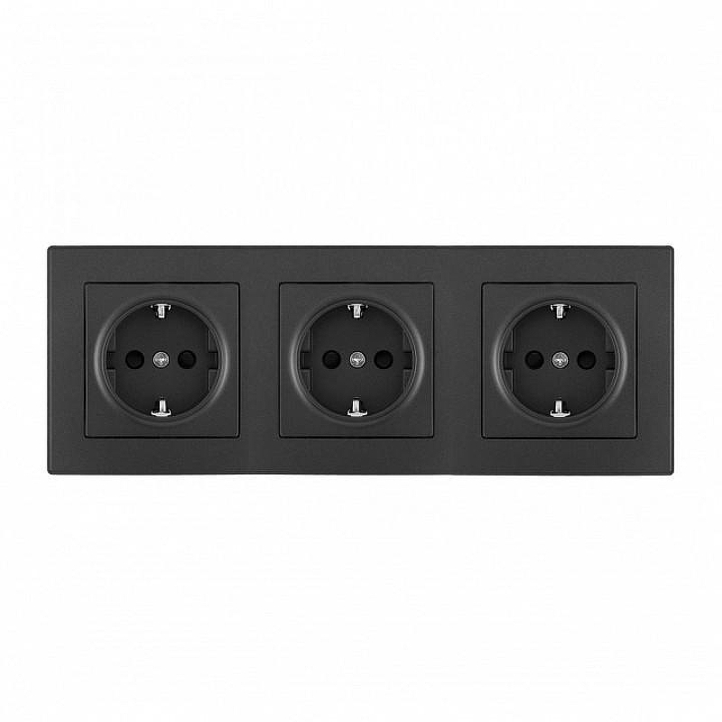 Розетка с заземлением и со шторкой Arte Milano SET06-3 SET06-3-40-1x3 black цвет Черный