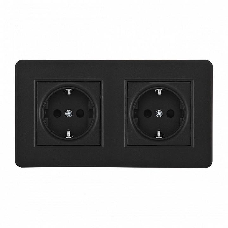 Розетка с заземлением и со шторкой Arte Milano SET16-2 SET16-2-40-1x2 black цвет Черный