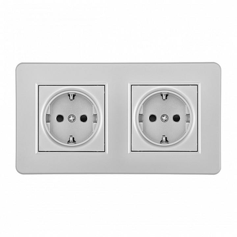 Розетка с заземлением и со шторкой Arte Milano SET16-2 SET16-2-40-1x2 silver цвет Серебро