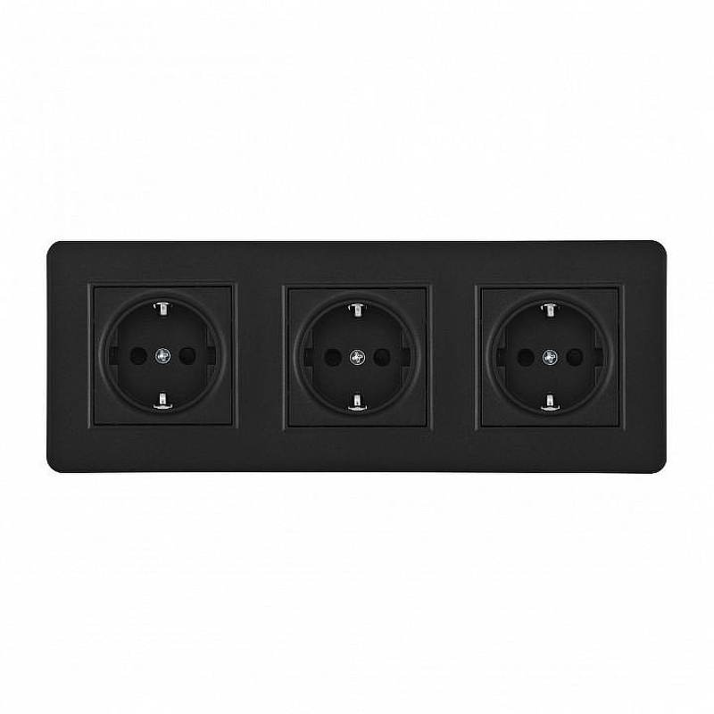 Розетка с заземлением и со шторкой Arte Milano SET16-3 SET16-3-40-1x3 black цвет Черный