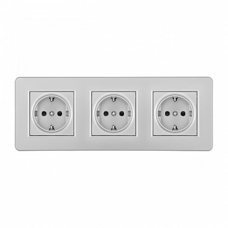 Розетка с заземлением и со шторкой Arte Milano SET16-3 SET16-3-40-1x3 silver цвет Серебро