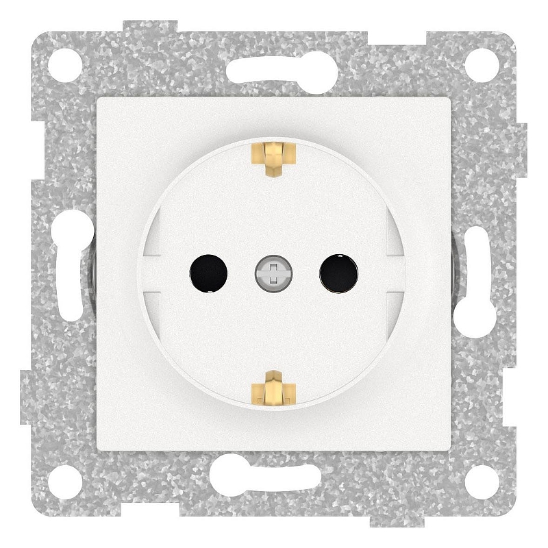 Розетка с заземлением и со шторкой, без рамки Gusi Electric UGRA С11Р4-028 цвет Жемчужный