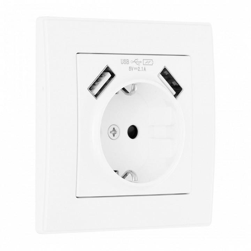 Розетка с заземлением и со шторкой и 2хUSB Arte Milano SET06-1 SET06-1-47-1 white цвет Белый