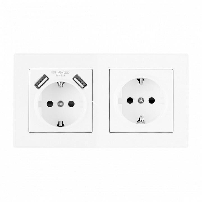 Розетка с заземлением и со шторкой и 2хUSB Arte Milano SET06-2 SET06-2-47-1-40-1 white цвет Белый