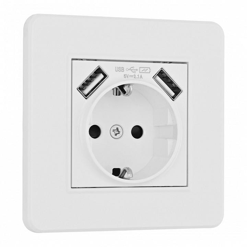 Розетка с заземлением и со шторкой и 2хUSB Arte Milano SET16-1 SET16-1-47-1 white цвет Белый
