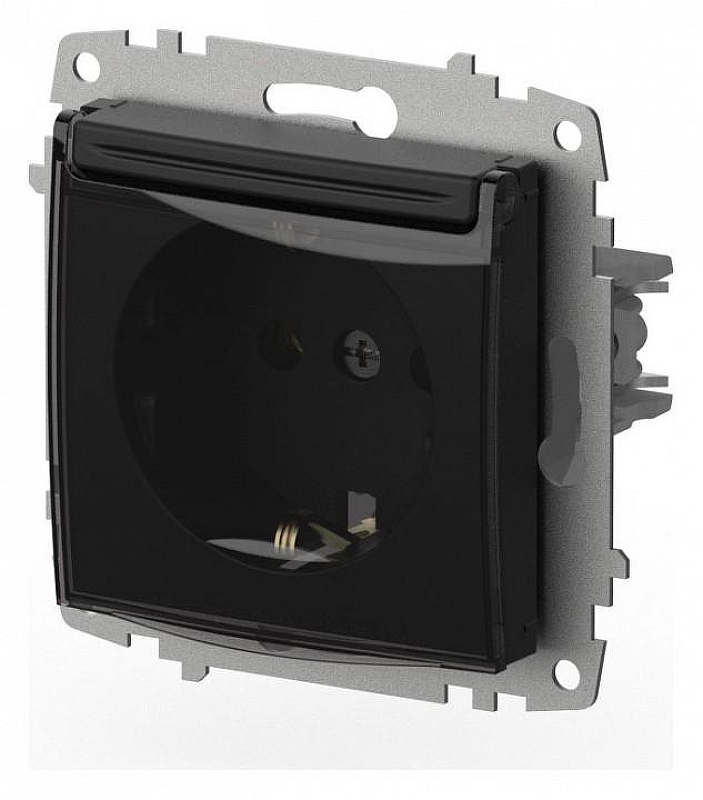 Розетка с заземлением с крышкой, без рамки Elbi Eleсtriс Zena Vega 609-014800-218 цвет Черный