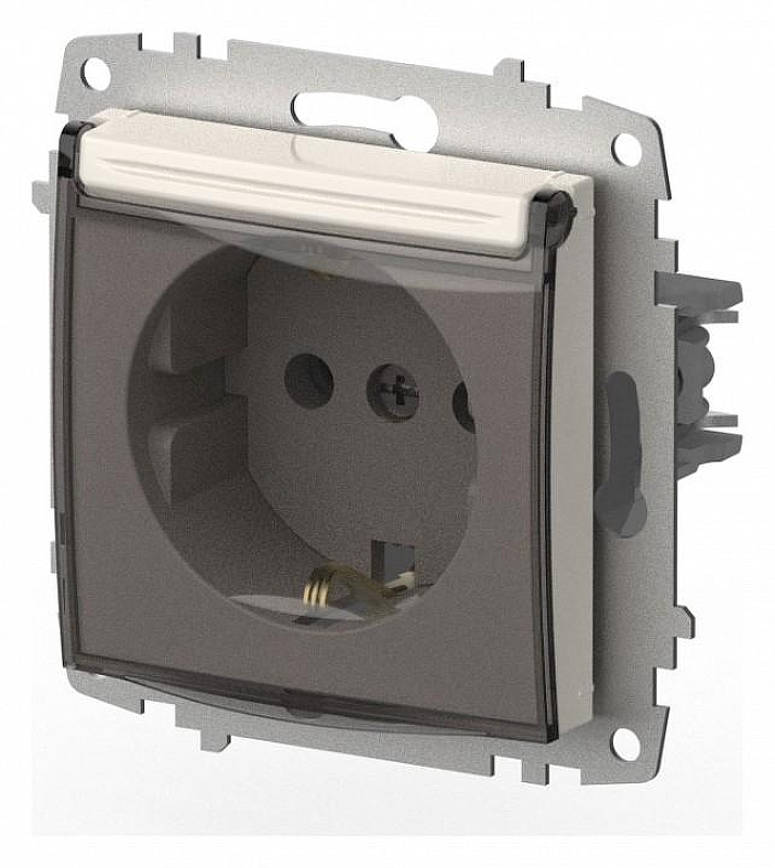Розетка с заземлением с крышкой, без рамки Elbi Eleсtriс Zena Vega 609-010200-218 цвет Белый
