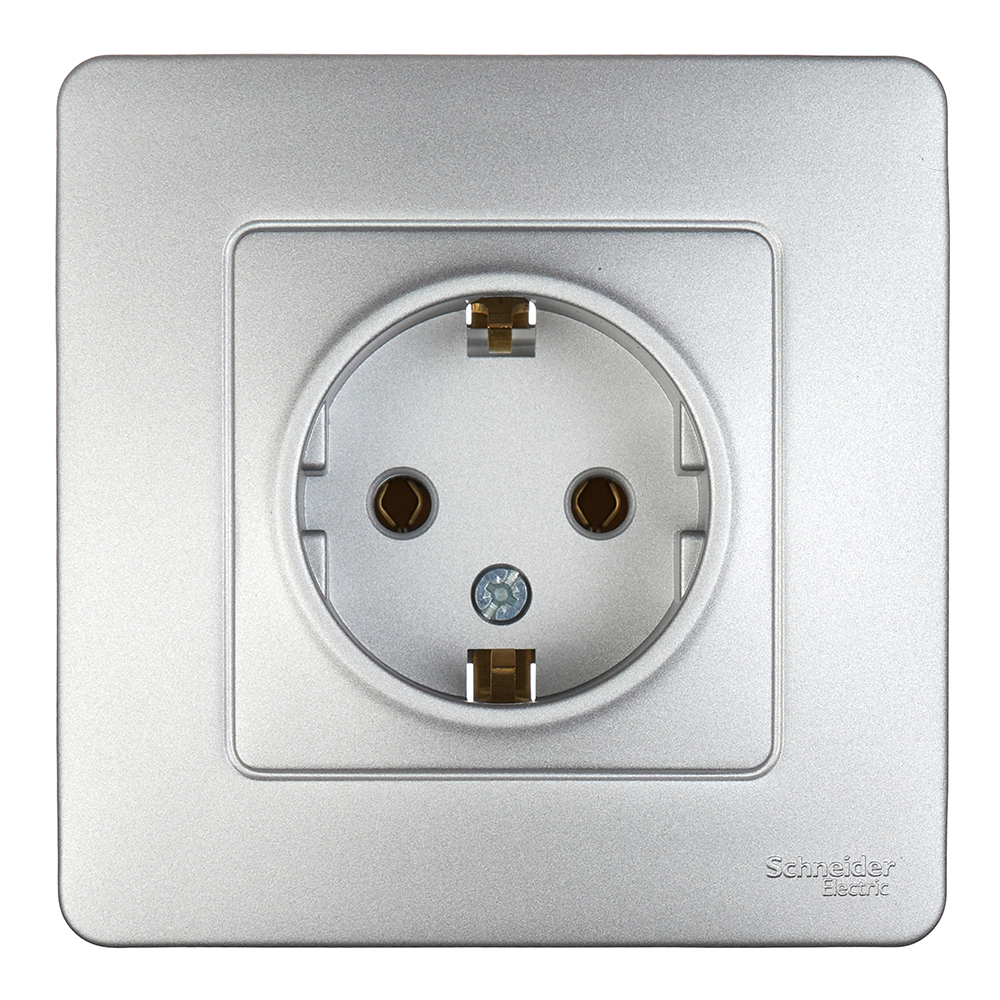 Розетка Systeme Electric Blanca встраиваемая алюминий с заземлением (BLNRS001013)