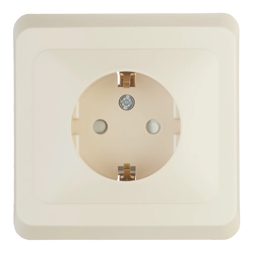 Розетка Systeme Electric Этюд встраиваемая бежевая со шторками (PC16-004K)