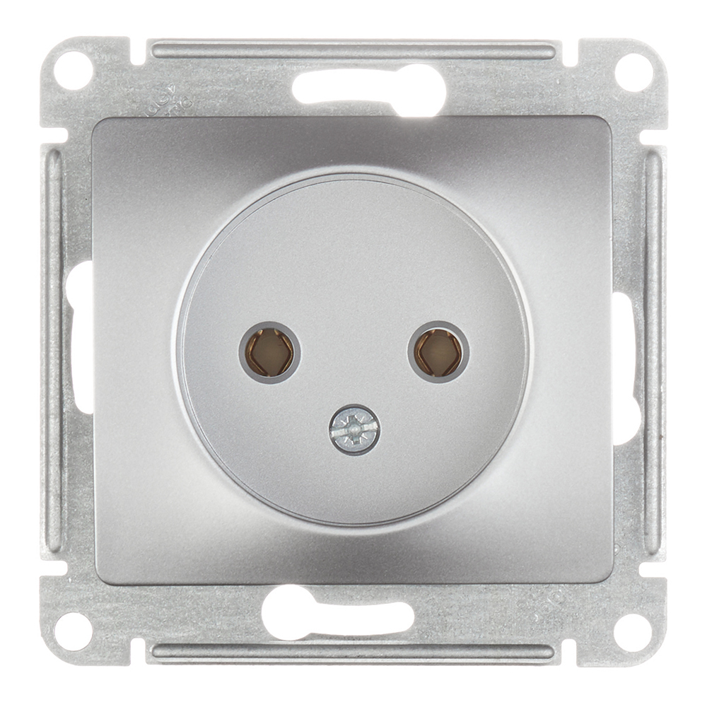 Розетка Systeme Electric Glossa встраиваемая алюминий без заземления (GSL000341)