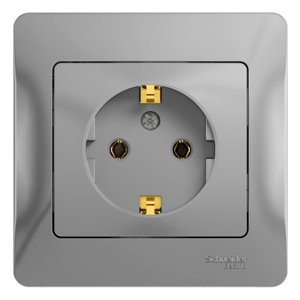 Розетка Systeme Electric Glossa встраиваемая алюминий с заземлением (GSL000342)