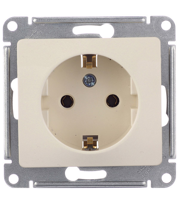 Розетка Systeme Electric Glossa встраиваемая бежевая с заземлением (GSL000243)