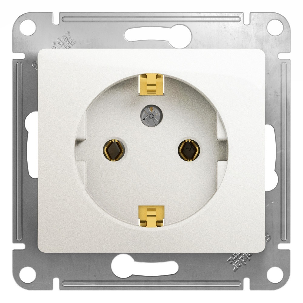 Розетка Systeme Electric Glossa встраиваемая перламутр с заземлением (GSL000643)