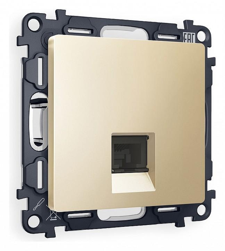 Розетка телефонная RJ-11 со шторкой, без рамки Ambrella Volt Quant MA612030 цвет Бежевый