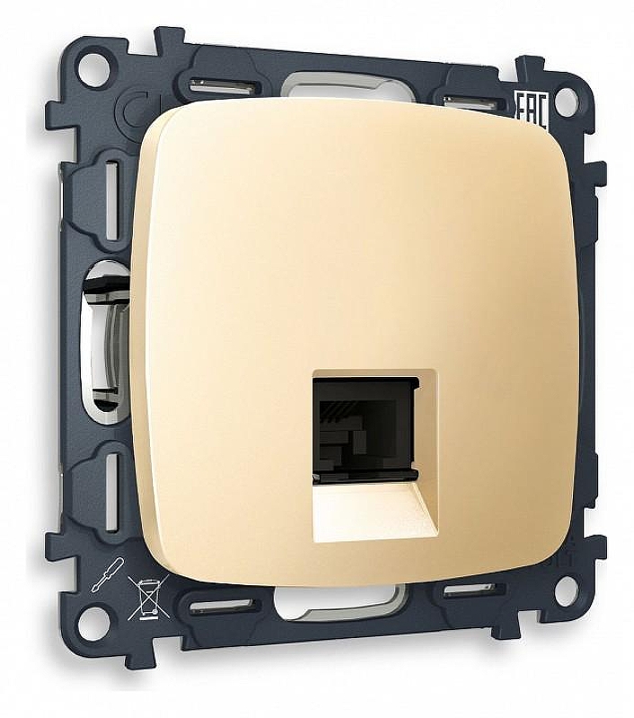 Розетка телефонная RJ-11 со шторкой, без рамки Ambrella Volt Quant MO612030 цвет Бежевый