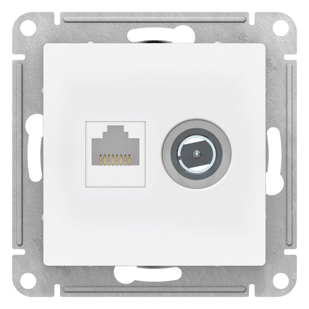 Розетка телевизионная/ компьютерная Systeme Electric AtlasDesign встраиваемая лотос TV/ RJ45 (ATN001389)