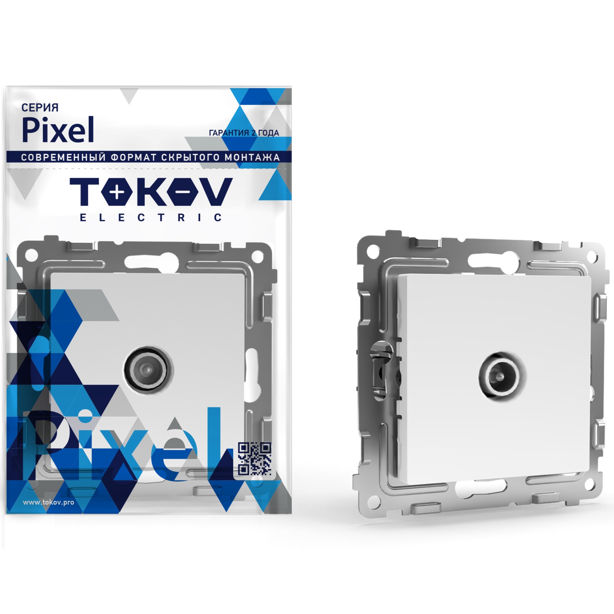 Розетка TV Tokov Electric Pixel проходная 4db белая
