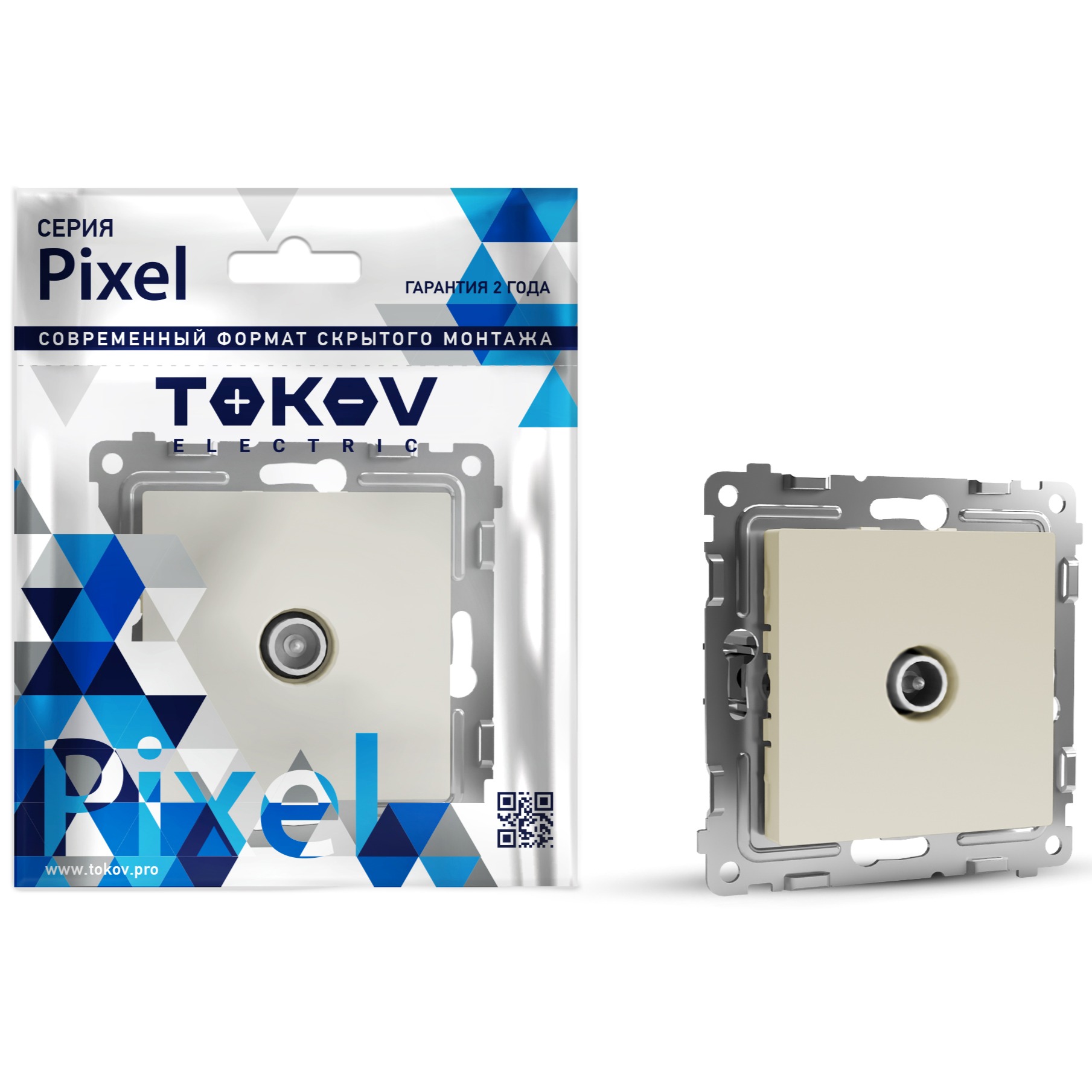 Розетка TV Tokov Electric Pixel проходная 4db бежевая
