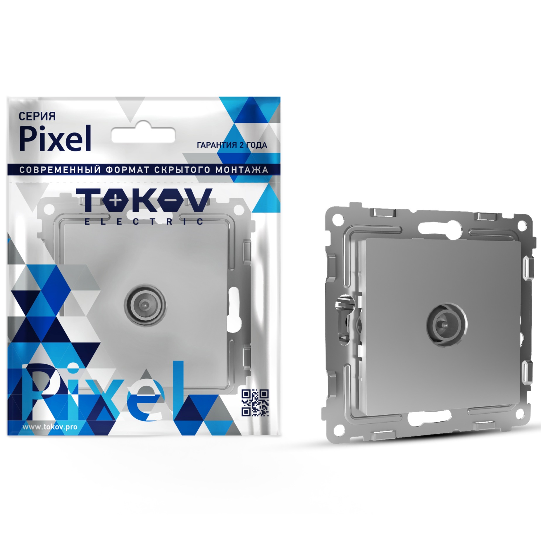 Розетка TV Tokov Electric Pixel проходная 4db цвет алюминий