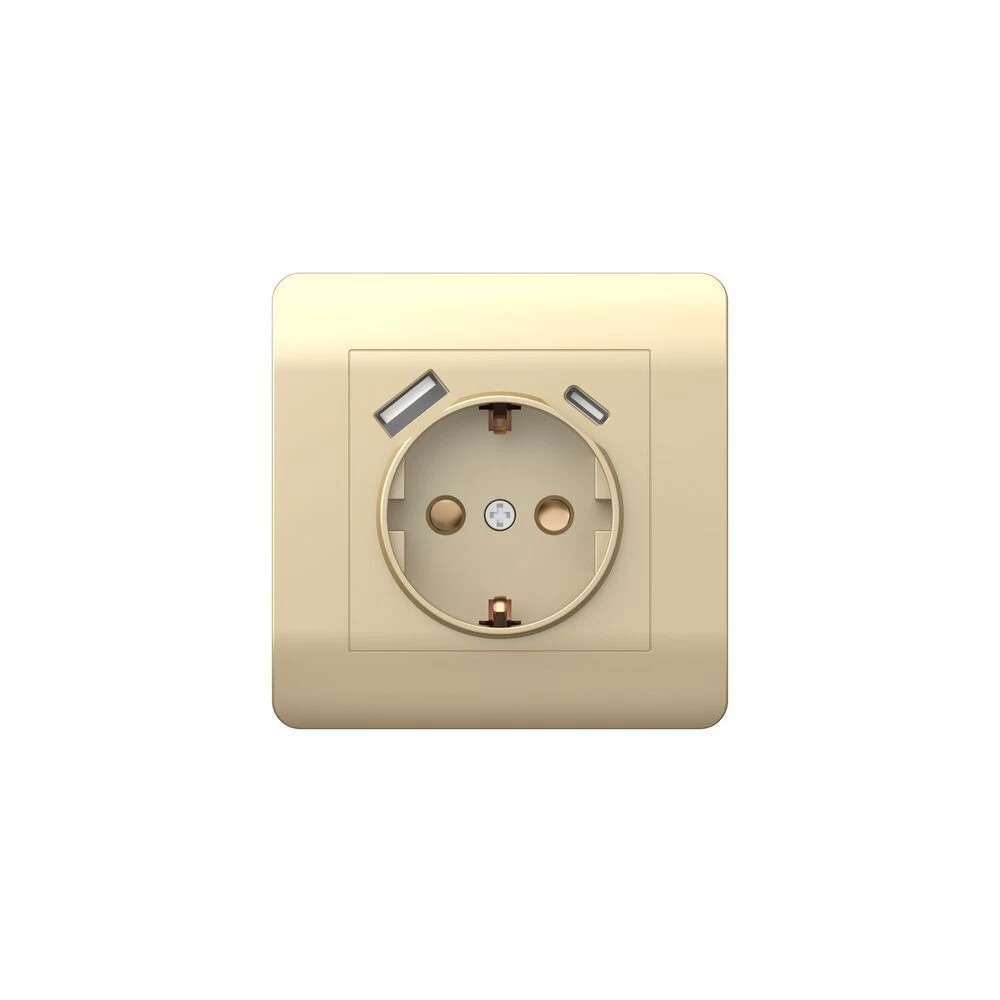 Розетка USB Chint NEW3-E встраиваемая шампань USB-A/ Type-C (431453)