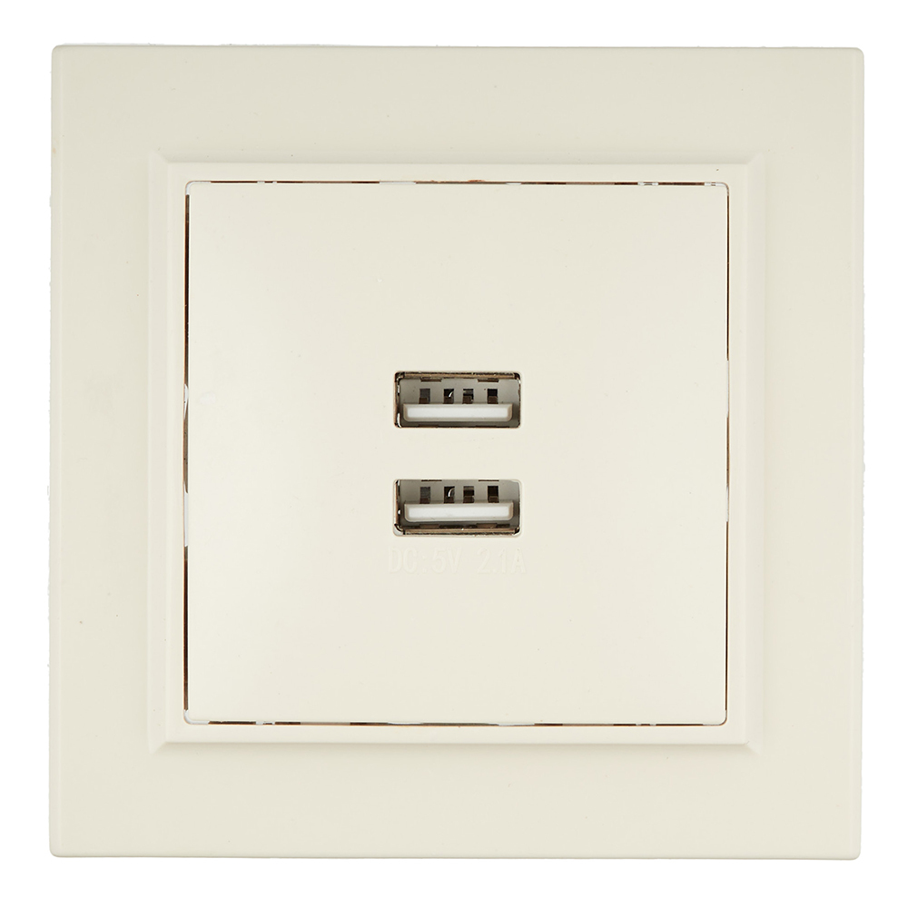 Розетка USB EKF Минск встраиваемая бежевая 2хUSB-А (ERR-2USB-200)