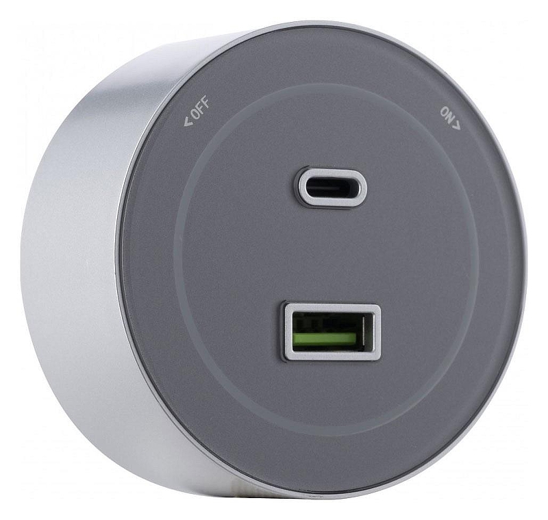 Розетка USB и type C на треке Arte Milano Am-track-sockets-39 399732TS/USB-Type-C Grey цвет Серый