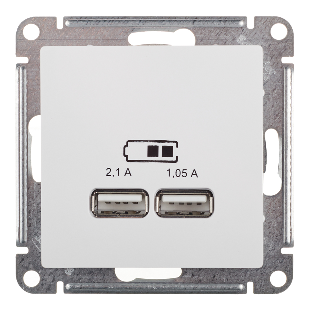 Розетка USB Systeme Electric AtlasDesign встраиваемая белая 2хUSB-А (ATN000133)