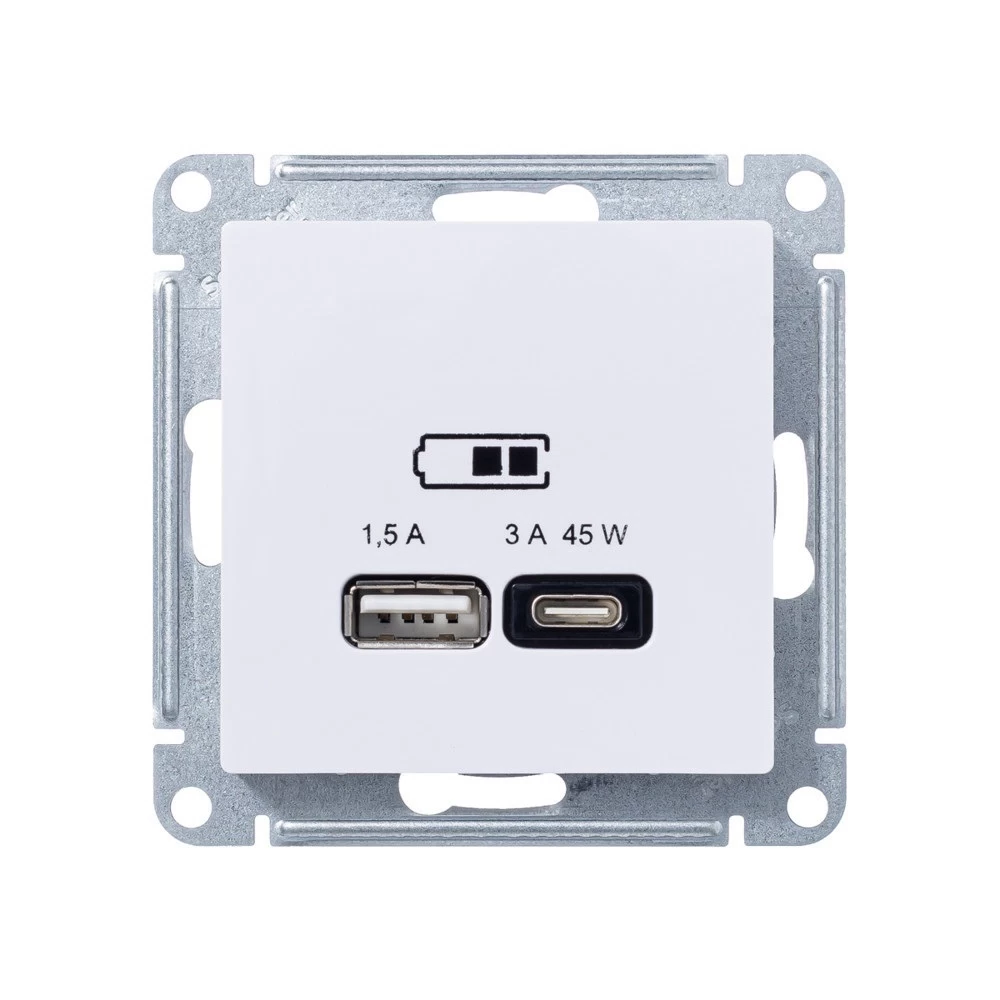 Розетка USB Systeme Electric AtlasDesign встраиваемая лотос USB-A/ Type-C (ATN001329)