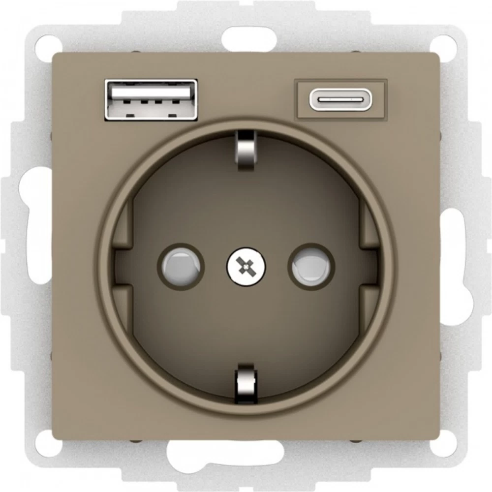 Розетка USB Systeme Electric AtlasDesign встраиваемая шампань USB-A/ Type-C (ATN000532)
