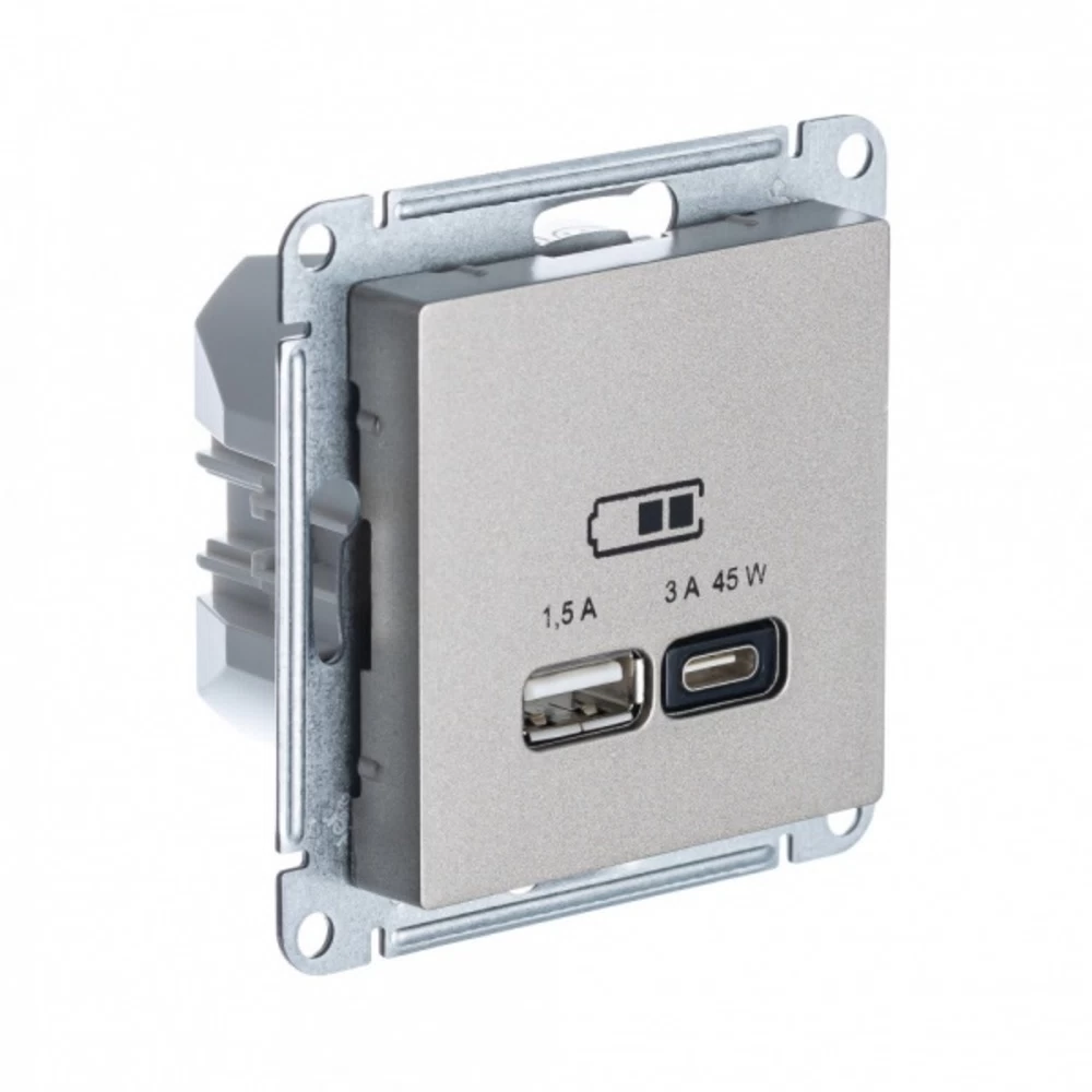 Розетка USB Systeme Electric AtlasDesign встраиваемая шампань USB-A/ Type-C (ATN000529)