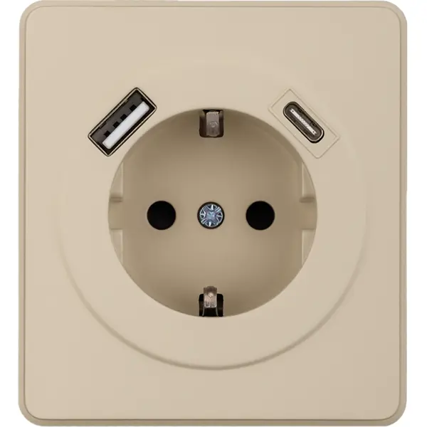 Розетка USB встраиваемая Kranz Round с заземлением цвет шелк