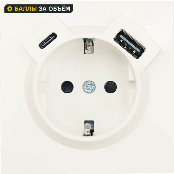 Розетка USB встраиваемая Lezard Zima с заземлением цвет слоновая кость