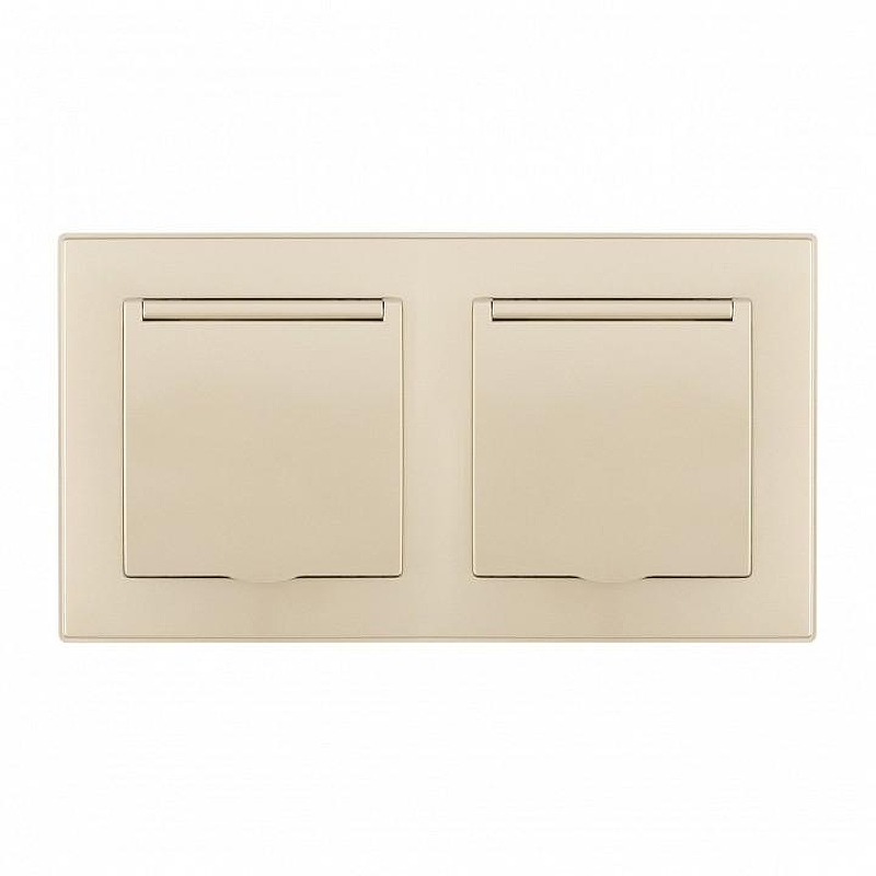 Розетка влагозащищенная с заземлением и со шторкой с крышкой Arte Milano SET06-2 SET06-2-41-1x2 shampan цвет Бежевый