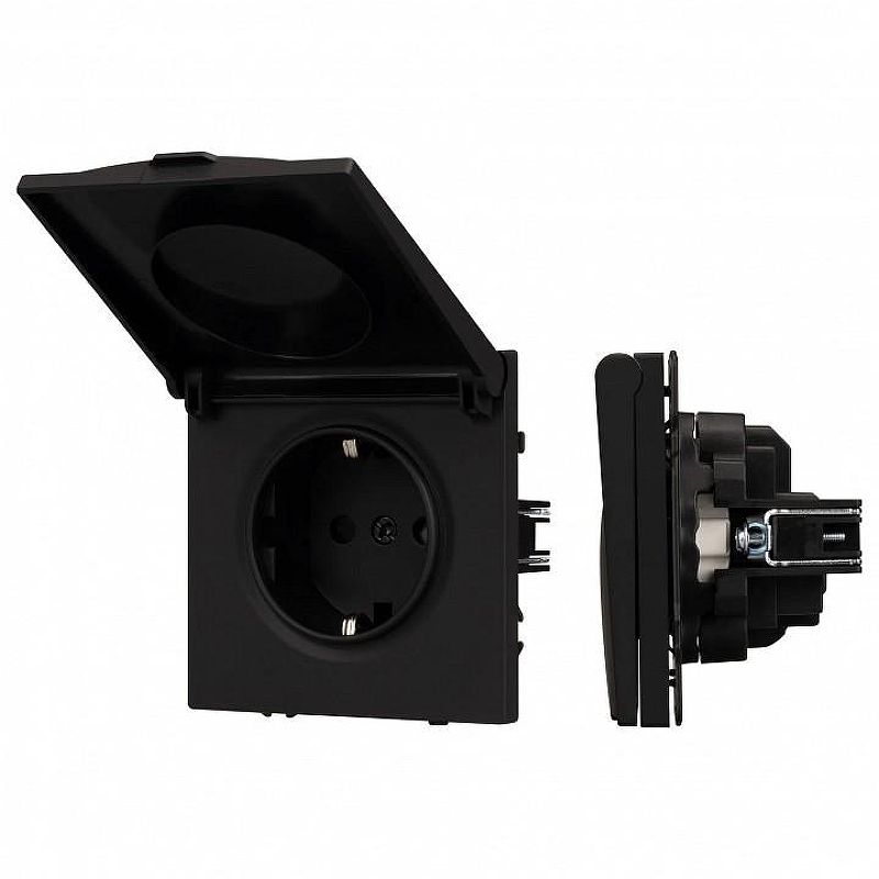 Розетка влагозащищенная с заземлением с крышкой, без рамки Arlight SCT 054281 цвет Черный